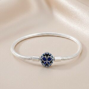 Elegant Silver and Blue Bracelet